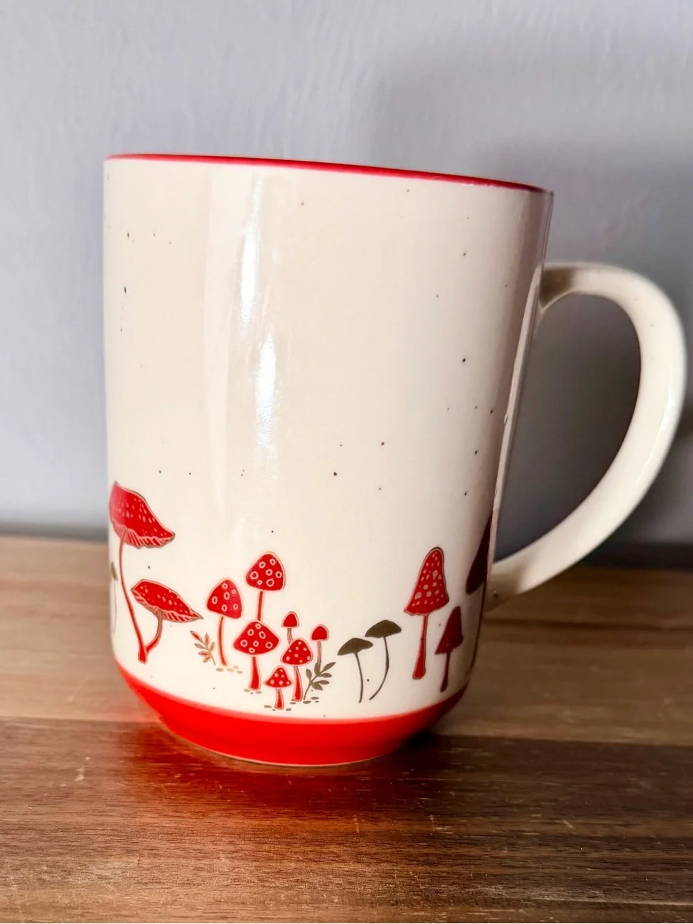 Ceramic Red Mushroom Accent Mug - White and Red - Picture 5 of 7